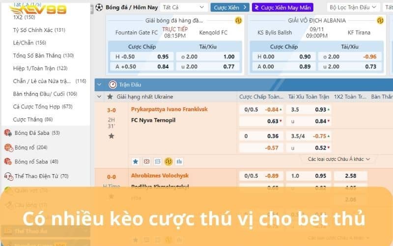 Đa dạng kèo cược và cập nhập tỷ lệ nhanh chóng Đa dạng kèo cược và cập nhập tỷ lệ nhanh chóng