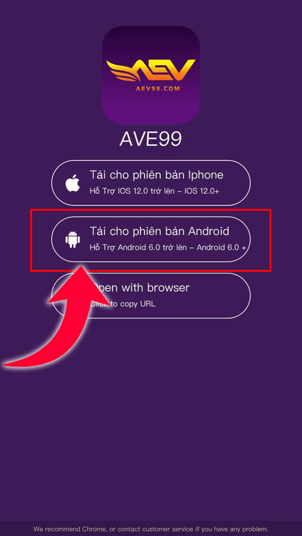 Bấm vào ô tải cho phiên bản Android Bấm vào ô tải cho phiên bản Android