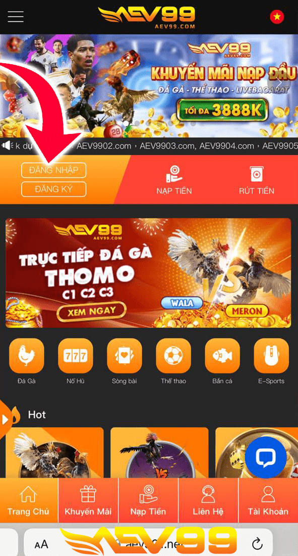 Đăng nhập website hoặc ứng dụng AEV99 Đăng nhập website hoặc ứng dụng AEV99