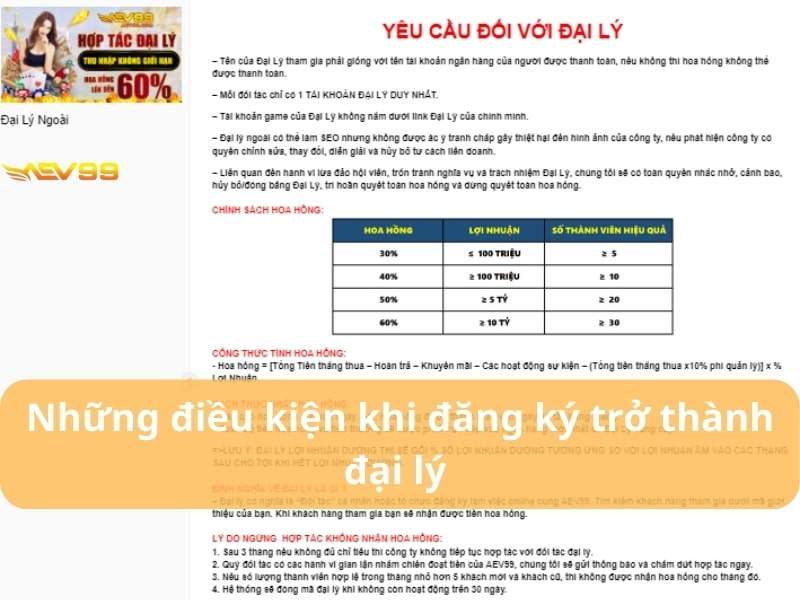 Điều kiện để trở thành đại lý AEV99 Điều kiện để trở thành đại lý AEV99