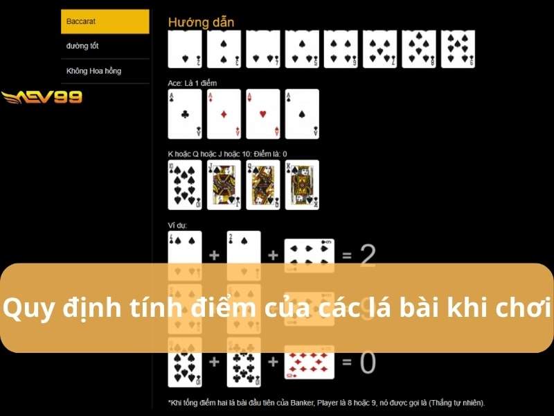 Luật tính điểm các lá bài Luật tính điểm các lá bài